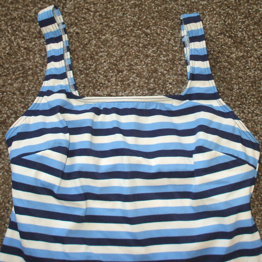 Lands' End Blue Striped Tankini Top - Picture 2 of 3